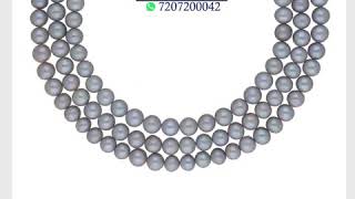 Silver grey 3 line natural pearl necklace