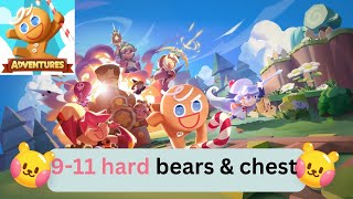 CookieRun Tower of adventures 9-11 hard mode all bears and chest location