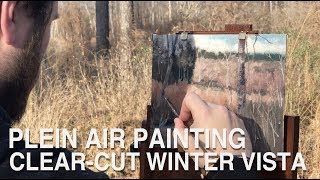 Clear-cut Winter Vista Plein Air Painting