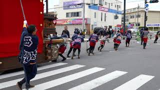 はんだ春の山車まつり2018 日　協和地区P1050491　西組「協和車」　踏切超え　一回転