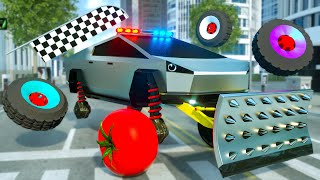 Obstacles Challenge - Cybertruck vs Police Car | Wheel City Heroes USA | Fire Truck Animation
