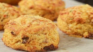 Bacon and Cheese Scones Recipe Demonstration - Joyofbaking.com