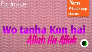 New Hamd\ Wo tanha Kon hai? Allah hu💗Allah||New Naat status|Whatsapp Status 2020|New style status💐💐💐
