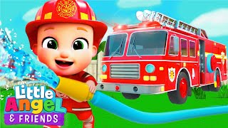 Firetruck, Ambulance and Garbage Truck Song | Little Angel And Friends Kid Songs