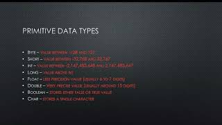 1 - Learning Java - Primitive Data Types