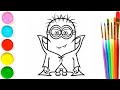 Minion Drakula Drawing for kids, Painting & Coloring for kids, Toddlers | Let's Draw Together