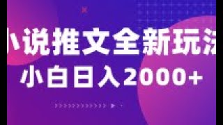 輕鬆賺錢的副業,怎样创业,项目实操2小说推文全新玩法，5分钟一条原创视频，结合中视频bilibili赚多份收益