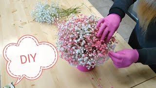 How to assemble a box with gypsophila of different color / DIY / ASMR