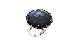 Rarities Labradorite and Smoky Quartz Round Ring