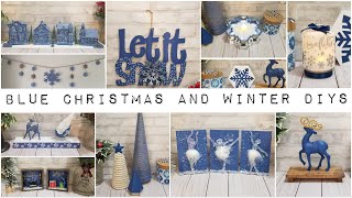 BLUE CHRISTMAS AND WINTER DIYS| DOLLAR TREE DIYS 2021