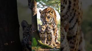 Heartwarming Moment: Two Jaguars Nuzzle Adorable Baby Jaguar in the Wild Savanna Forest!