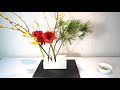 【生け花・正月花・蝋梅（ロウバイ）】_春の香りをいける_sogetsu ikebana _for new year