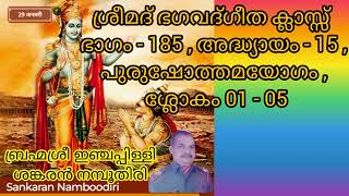 176. ശ്രീമദ് ഭഗവദ്ഗീത ക്ലാസ്സ് ഭാഗം - 185, അദ്ധ്യായം - 15, പുരുഷോത്തമയോഗം,     ശ്ലോകം 01 - 05.