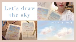 Let's paint the sky Oil pastel for beginner