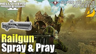 Helldivers 2 - Railgun & Spray&Pray loadout gameplay (No commentary, Max difficulty, No deaths)