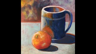 Painting Cup and Mandarin demo slideshow: Form and Shadow with Acrylics