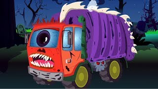 truk sampah yang menakutkan | cuci mobil | Halloween Video | Scary Vehicles | Scary Garbage Truck