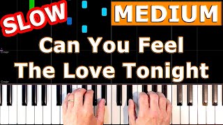 Lion King - Can You Feel The Love Tonight - SLOW Piano Tutorial