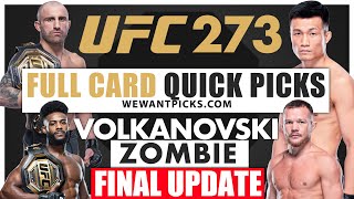 FINAL: UFC 273: Volkanovski vs. The Korean Zombie FULL CARD Predictions and Bets | Quick Picks