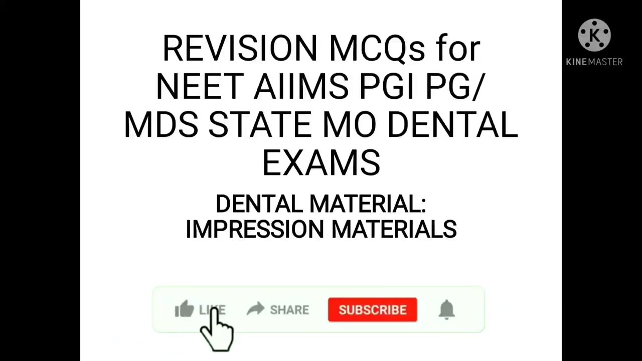 DENTAL MATERIAL: IMPRESSION MATERIALS MCQs For NEET AIIMS PGI MDS STATE ...