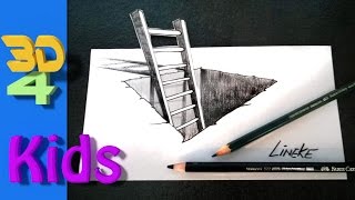 easy 3d drawing draw HOLE IN PAPER trick art on paper for kids