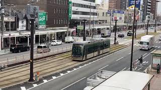 阪堺電気軌道堺トラム1001形1編成(茶ちゃ)浜寺駅前行き到着シーン