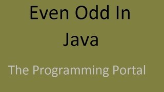 Java Even Odd Program