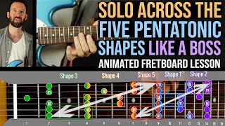 A Simple Way to SOLO Across the 5 Pentatonic Shapes: THE 2X2 METHOD (Guitar Lesson)