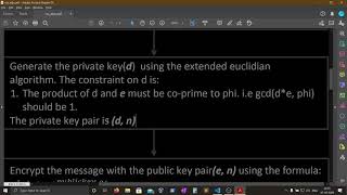 RSA algorithm explained. Code demonstration by actual encryption and decryption. [code link in bio]