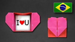 Origami: Caixa Envelope de Coração - Instruções em Português PT BR