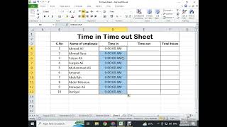 Calculating Time in and Time out in Ms Excel | In Hindi