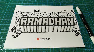 Cara Membuat Tulisan RAMADHAN 3D Kombinasi Doodle Art Untuk Pemula | Gambar 3D