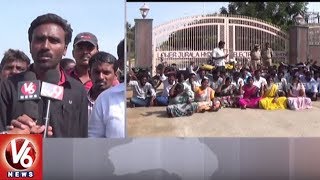 Lower Jurala Genco Contract Employees Protest Over Regularisation Of Jobs | Wanaparthy | V6 News