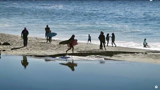 California River mouth opens and forms surfable waves