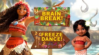 Moana 2 BRAIN BREAK, FREEZE DANCE, CHARACTERS QUIZ! Games \u0026 Challenges with Simea, Kele \u0026 Friends!