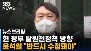윤석열 "현 정부 탈원전 정책 방향 반드시 수정돼야" / SBS / 주영진의 뉴스브리핑