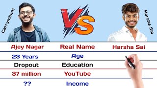 Carry minati vs Harsha Sai Comparison 2022 | Carryminati vs Harsha Sai