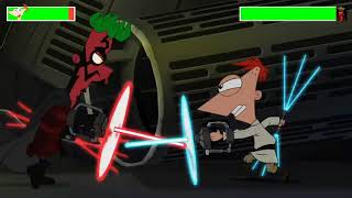 Phineas vs. Darth Ferb with healthbars