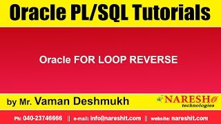 Oracle PL/SQL Tutorials | Oracle FOR LOOP REVERSE | Mr.Vaman Deshmukh