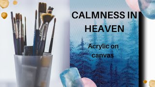 Abstract Landscape Painting Demo / Easy Technique / Acrylics & Fan brush / Satisfying ASMR / Artdemo