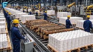 Inside the Massive Factory : Transforming Giant Logs into Toilet Paper (Full Process)