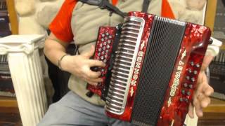 HOHNCXIIFR - Red Hohner Corona II-T Extreme 3 Switch Diatonic Button Accordion MM 34 12