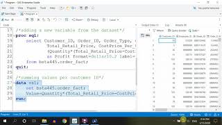 SAS BASE: Proc SQL
