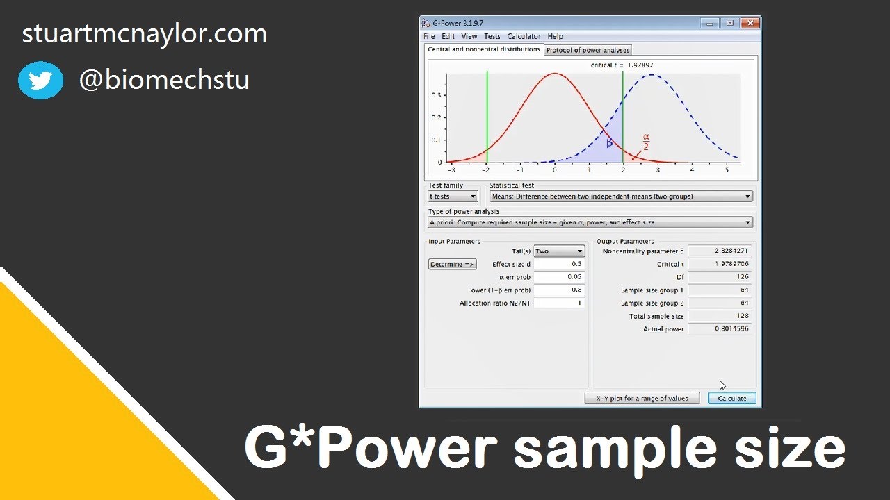 G Power Sample Size Calculations 5 Min Demo Youtube