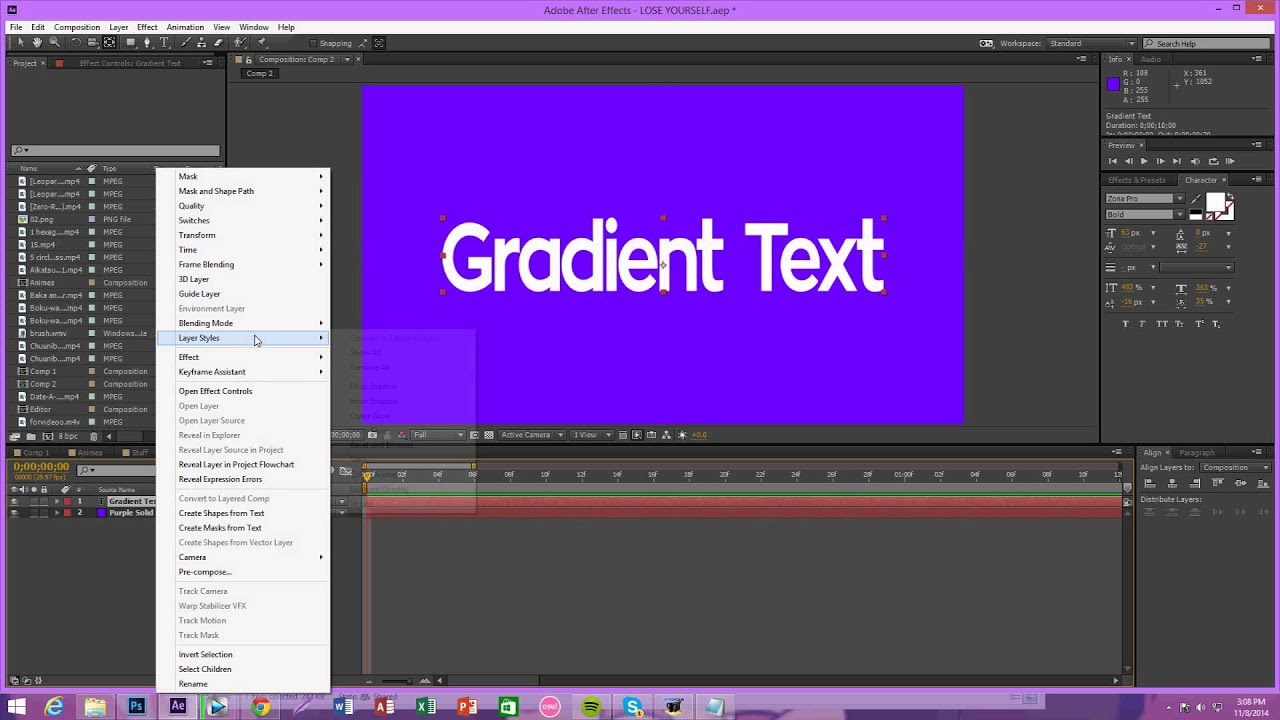 After Effects Gradient Text Tutorial Youtube