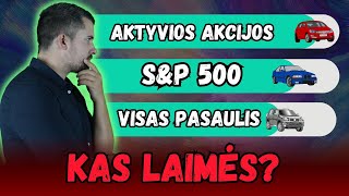 Praktinis eksperimentas (16)  - kas laimi investicijų lenktynes? S\u0026P500 | Visas pasaulis | Akcijos