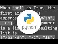 subprocess.call() arguments ignored when using shell=True w/ list