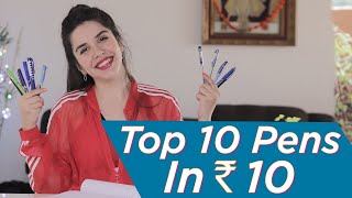 Top 10 Pens *UNDER ₹10* Best Stationery Recommendations in Budget Haul! Exams 2020 | Heli Ved