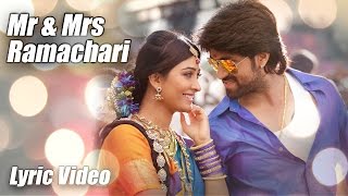 Mr & Mrs Ramachari - Title Track Song Lyric Video | Yash | Radhika Pandit | V Harikrishna