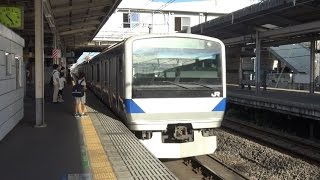 強い西日を受けっぱなしで天王台駅に到着してくる常磐線上りE531系